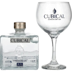 Cubical Premium London Dry Gin 40% Vol. 0,7 لیتر با لیوان