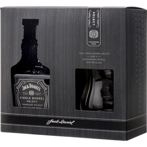 Jack Daniel's Select Single Barrel Tennessee Whisky 47% Vol. 0,7 لیتر در جعبه هدیه با شیشه Snifter