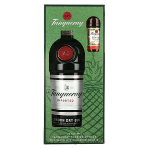 Tanqueray LONDON DRY GIN وارداتی 47,3% حجم. 0,7 لیتر در جعبه هدیه Tanqueray SEVILLA Gin Miniatur 0,05l