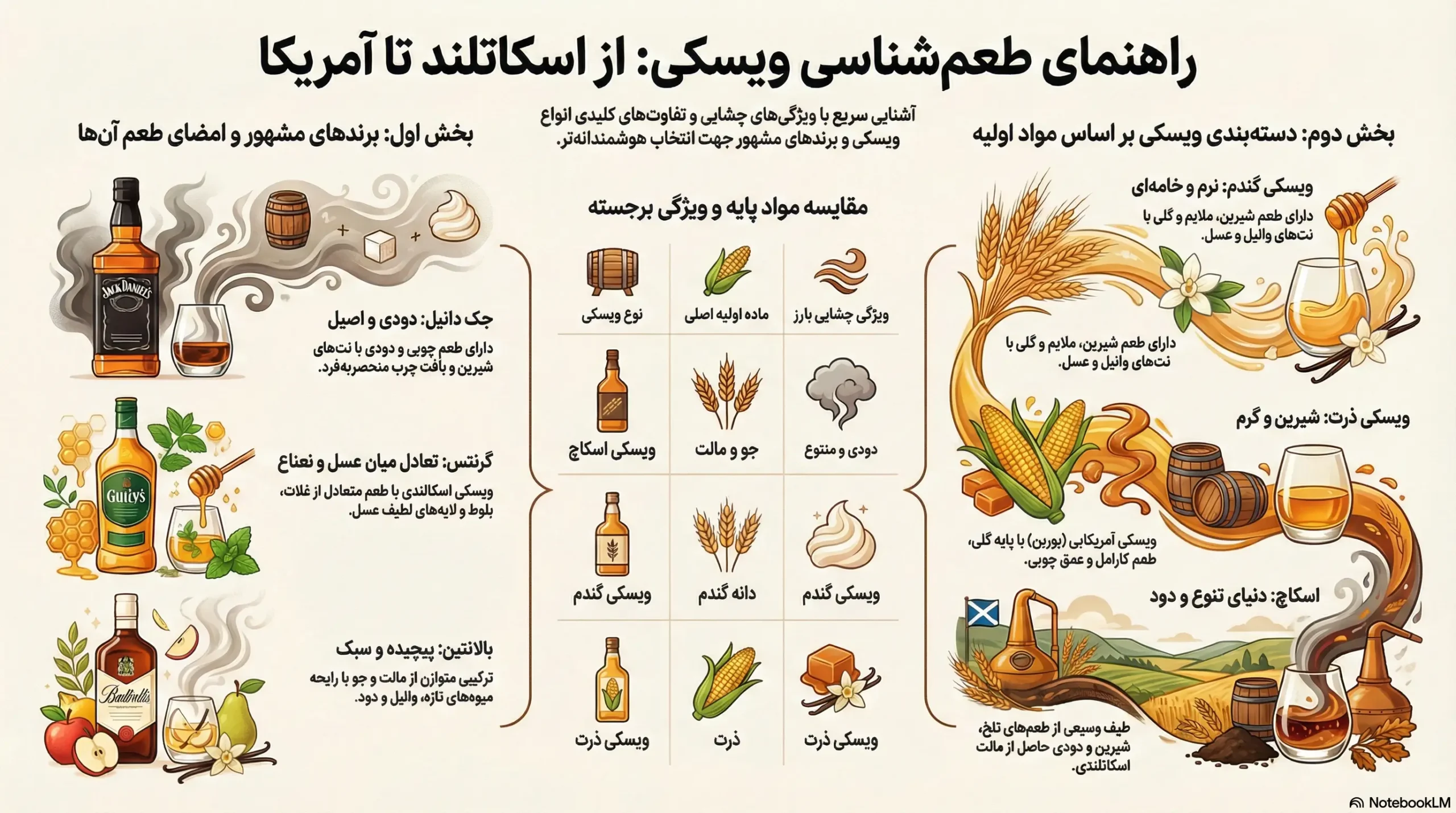 طعم و مزه انواع ویسکی 